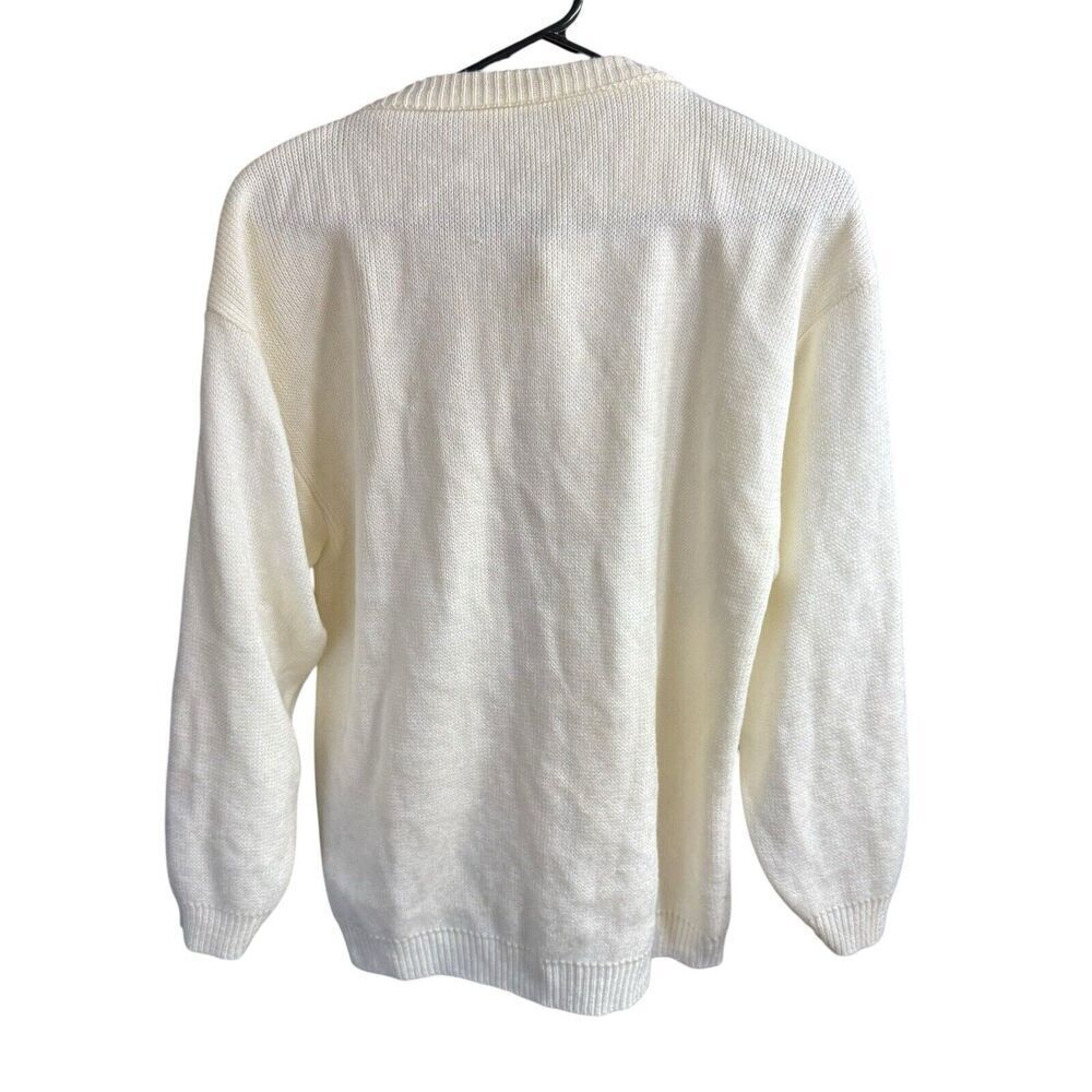 Vtg 60s Cardigan Women's Ivory Gold Pearl Beads Ornate Buttons Medium - Picture 5 of 8